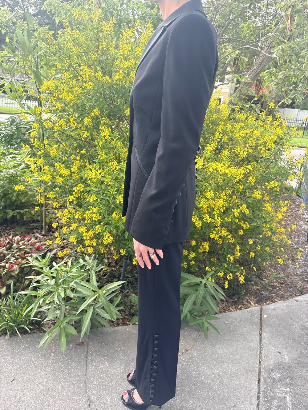 ESCADA Vintage Couture Black Open-Back Button Pant Suit Rare Statement Runway - Picture 5 of 16